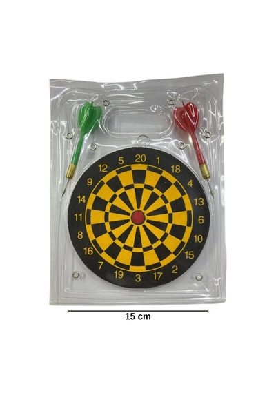 15 Cm Mini Dart Tahtası Seti - 2 Adet Metal Uçlu Ok Dahil - Duvar Ve Ofis Tipi Hedef Oyunu