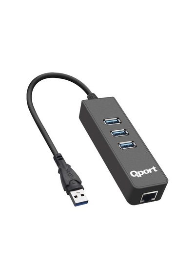 Qport Q-U3G 3Port Usb 3.0 Çoklayıcı & Gigabit Ethernet Adaptör