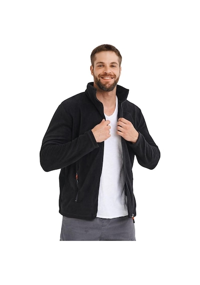 Genius Store Tam Fermuarlı 3 Cepli Outdoor Erkek Polar Ceket Tactical Flecee Siyah