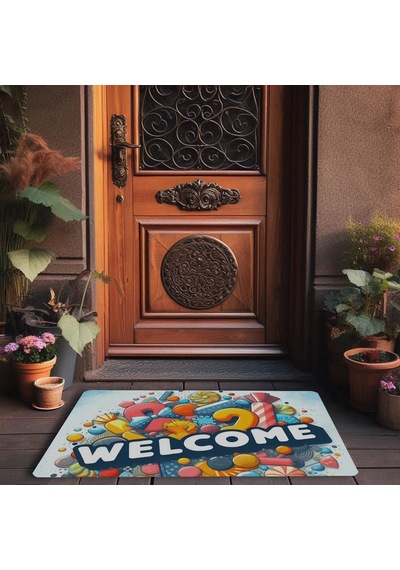 Valerine Life Şeker Festivali Welcome Kapı Önü Paspası 45x70cm