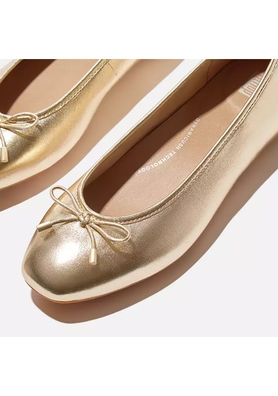 675 Platino Babet Kadın Ih2-c89/675 Fitflop Delıcato Bow Soft Metallic-leather Ballerinas Platin
