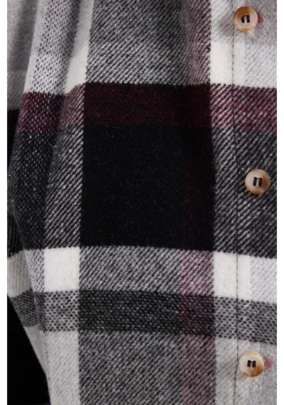Tudors Erkek Slim Fit Dar Kesim Kareli Kışlık Oduncu Gömlek-42351 Gri