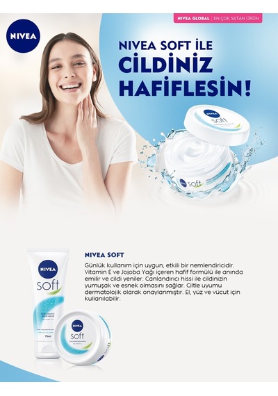 Nemlendirici Soft Bakım Kremi , El Yüz Vücut, Besleyici, Jojoba Yağı, E Vitamini 200 Ml 6 Adet