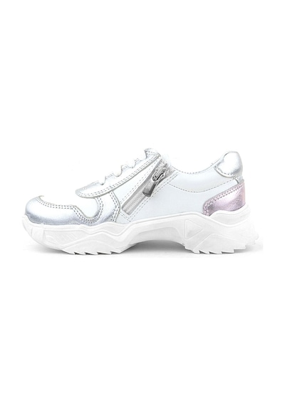 Rakerplus Hakiki Deri Gümüş Pembe Parlak Taşlı Kız Çocuk Sneakers Ayakkabı GÜMÜŞ