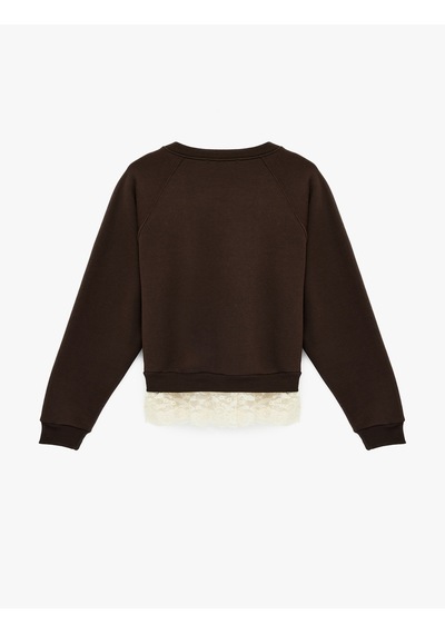Koton Dantel Detaylı Uzun Kollu Bisiklet Yaka Oversize Sweatshirt Kahverengi 6sal10334ık Kahve Koton Dantel Detaylı Uzun Kollu Bisiklet Yaka Oversize Sweatshirt Kahverengi 6sal10334ık Kahve