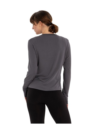 Inguz Uzun Kollu Basic Modal Yoga T-shirt Gri