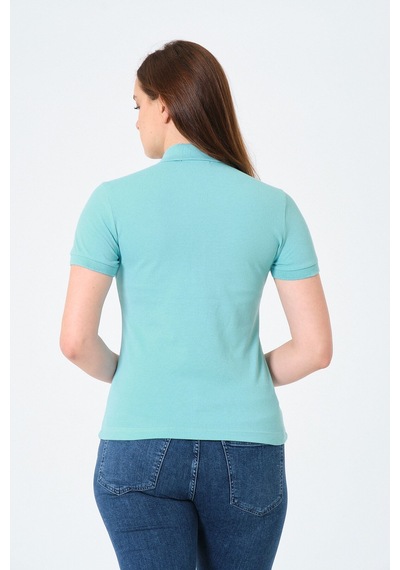 Msw Kadın Kısa Kollu Regular Fit Polo Yaka T-shirt Su Yeşili