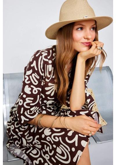 DeFacto 	Regular Fit Desenli Pamuklu Midi Plaj Elbisesi-Fall in Love E5099AX25SPBN341