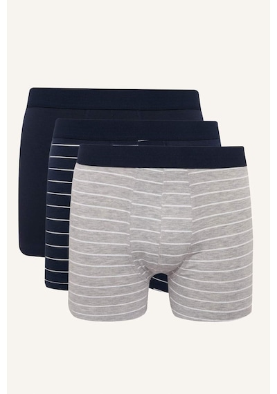 Defacto Regular Fıt Çizgili 3lü Boxer Set H4415ax26spnv135 Lacivert-nv135