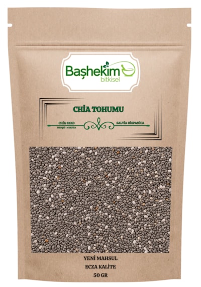 Chia Tohumu Yeni Mahsul Yağı Alınmamış Yüksek Omega-3 Ecza Kalite Elenmiş Seçilmiş 50 Gr