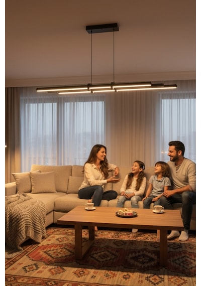 Cosmo Gold Lineer Led Sarkıt Avize Kumandalı Dim Edilebilir Yukarı & Aşağı Işık Sarı Işık