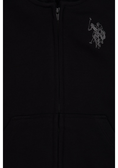 U.S. Polo Assn. Erkek Çocuk Siyah Fermuarlı Kapüşonlu Sweatshirt 50316706-VR046