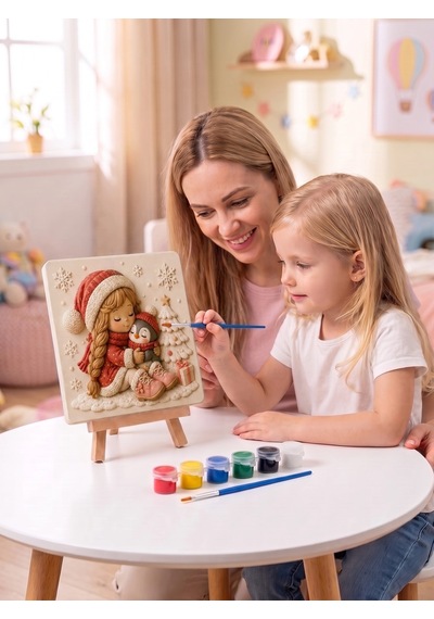 15x15 Yılbaşı Temalı Çocuk Taş Boyama Seti Çocuk Ve Yetişkin Hobi Kiti