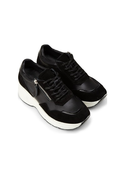 Deery Kadın Hakiki Süet Siyah Dolgu Topuk Sneaker - M9147zsyhc01