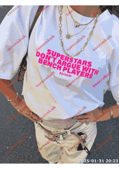 Slogan Unisex Yazılı Oversize Tshirt Twgwbr61 Beyaz