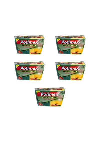 Polimex Endüstriyel Büyük Boy Oluklu Bulaşık Süngeri 5 x 4'lü 4.5 x 9 x 12 CM