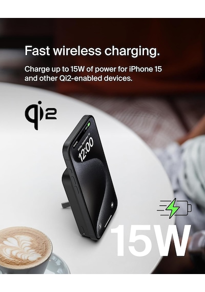 Boostcharge Pro Kablosuz Powerbank 8000mah, Qi2, Magsafe Uyumlu Taşınabilir Şarj Cihazı + Dahili Açılır Ayak - İphone 17, 16, 16 Pro Max, İphone 15 Ve Daha Fazlası İçin - Siyah