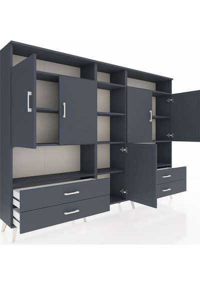 Arges Dolap 12 Raflı 4 Çekmeceli 5 Kapaklı 220x30x163 Antrasit-antrasit Antrasit - Antrasit Arges Dolap 12 Raflı 4 Çekmeceli 5 Kapaklı 220x30x163 Antrasit-antrasit Antrasit - Antrasit