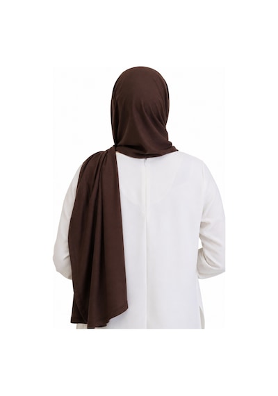 Modish Group Penye Boyun Kapamalı Şal Başörtü Hazır Giyim Turban Esnek Jersey Şal Kahverengi