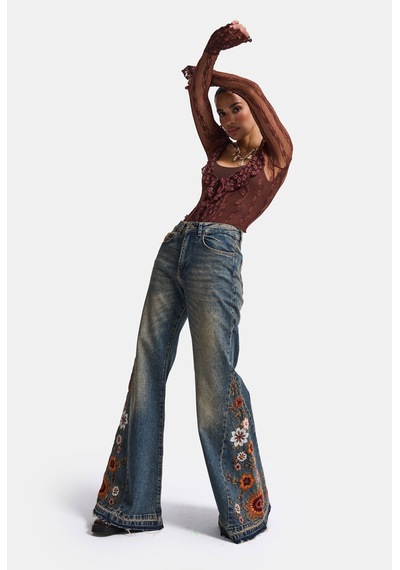 Kadın Tint 4w6-8 Flare Fit Komfort Kumaş Nakış Tasarım Denim Jean Kırmızı Kadın Tint 4w6-8 Flare Fit Komfort Kumaş Nakış Tasarım Denim Jean Kırmızı