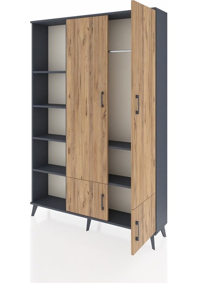 Arges Dolap 6 Raflı 4 Kapaklı Tek Askılı 132x30x195 Antrasit-çam/antrasit Atlas Çam/antrasıt Arges Dolap 6 Raflı 4 Kapaklı Tek Askılı 132x30x195 Antrasit-çam/antrasit Atlas Çam/antrasıt
