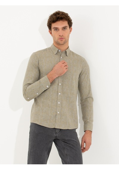 Cacharel Hardal Slim Fit Uzun Kollu Gömlek Sarı