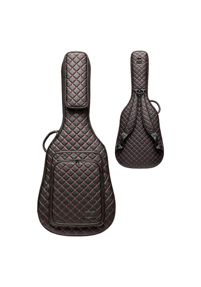 Siyah Profesyonel Gigbag Klasik Gitar Kılıfı-çantası-kırmızı Kapitoneli Suni Deri