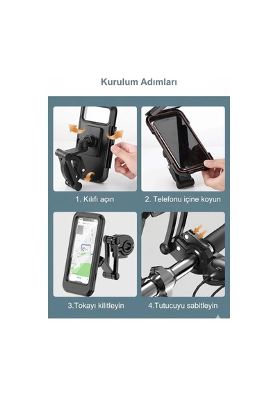 Motosiklet Bisiklet Su Geçirmez Manyetik Telefon Tutucu Gidon Navigasyon Kılıfı Diğer