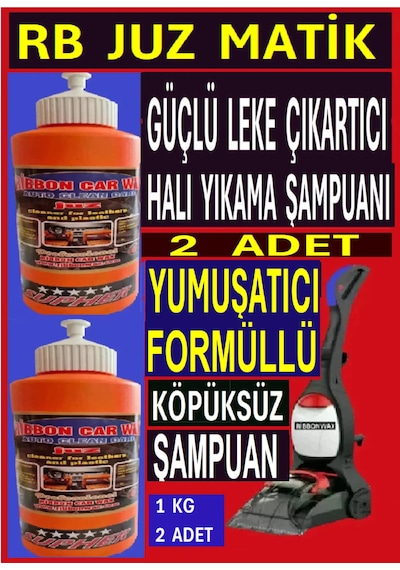 Juz Matik Yumuşatıcılı - Parfümlü Halı Yıkama Süpürge Makinesi Şampuanı 1 Kg 2 Adet 2'li Set