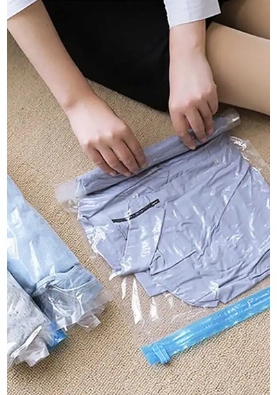 Pratik Elbise Vakumlu Hurç Yorgan Hurcu Vakumlu Hurç Poşet Saklama Torbası Xlarge 55x90 Şeffaf