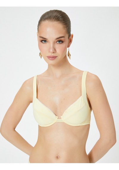 Koton Bikini Üstü Dantel Şeritli Balenli Sarı 4sak10174mm Sarı