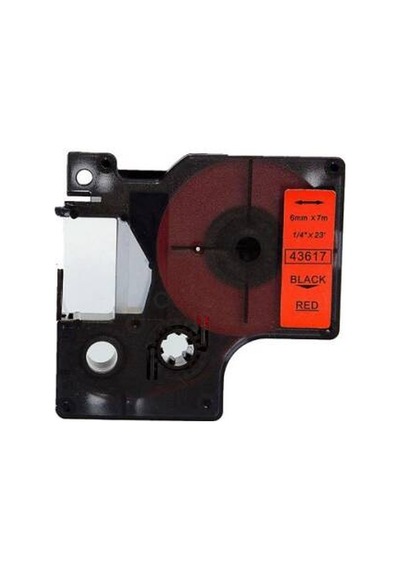 Dymo 43617 Kırmızı Üzerine Siyah 6mm Muadil Etiket