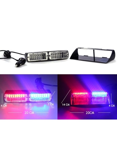 Drstuningistanbul Flaş Led Çakarlı 16W Kırmızı-Mavi 8 Fonksiyonlu / Lapa176