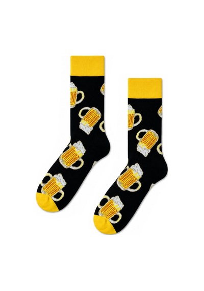 Carnaval Socks Çoklu Biralar Desenli Siyah Soket Çorap Çok Renkli
