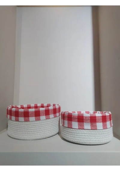 2 Li Astarlı Sepet Organizer Beyaz Renk