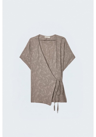 Sateen Lily Kimono - Vizon-137522 VİZON