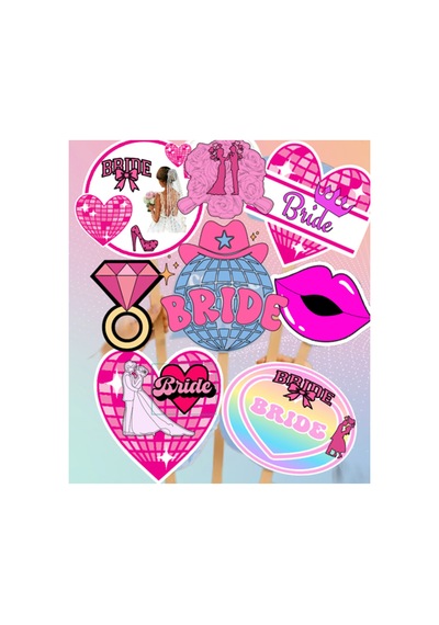Pembe Kırmızı Bride To Be Konuşma Balonu Seti 8 Parça Bekarlığa Veda Aksesuarı