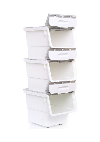 Motek Mt07 Tekerlekli Eşya Ve Erzak Kutusu 3katlı 3x12 Lt Organiz Beyaz - Gri