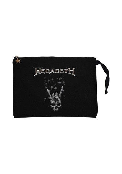 Megadeth Rock Sign Siyah Clutch Astarlı Cüzdan / El Çantası