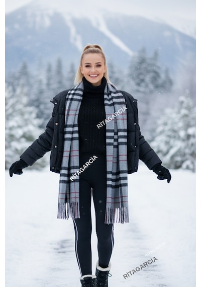 Ritagarcia Premium Soft Buklet Atkı Gri Çizgili