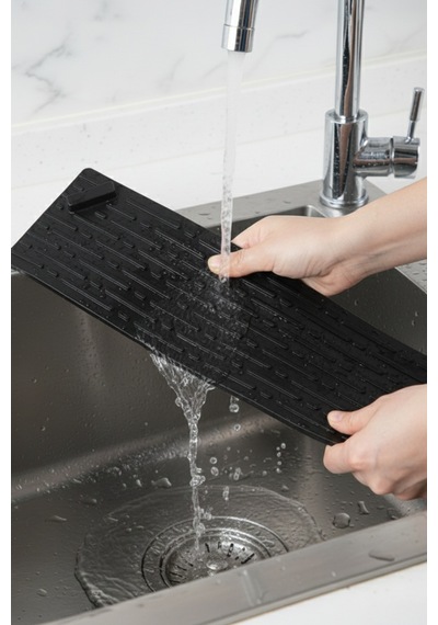 Siyah Uzun Ve Siyah Kare Silikon Gider Kapağı 2'li Set Koku Önleyici Banyo Mutfak Gider Tıkacı