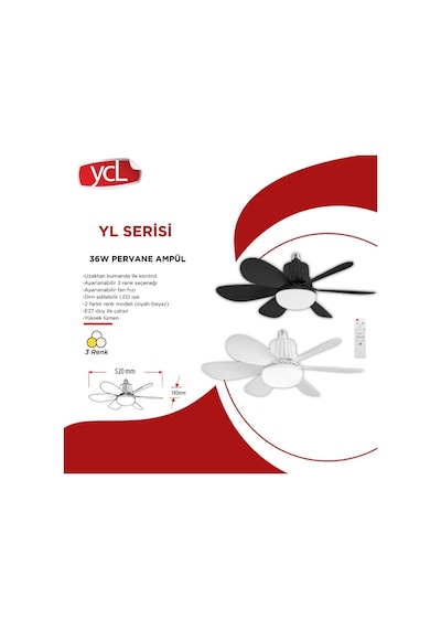 Ycl Yl-520 36 Watt Led Pervane Ampul E27 3 Renkli Çok Renkli