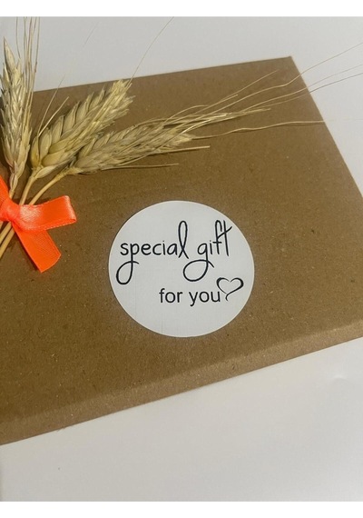 Special Gift For You Kalpli Siyah Yazılı Yuvarlak Yapışkanlı Etiket 4x4 Cm 120 Adet
