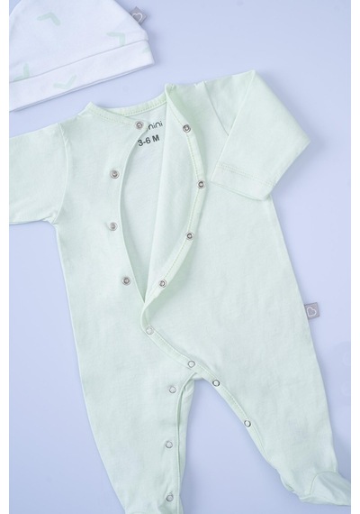 Boumini Bebek Patikli Tulum Şapka Set Mint Mint