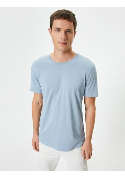 Koton Basic Tişört Slim Fit Bisiklet Yaka Kısa Kollu Mavi 4sam10842hk Mavi