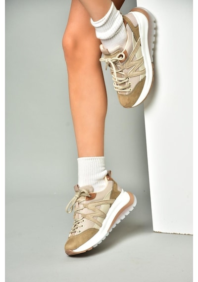 Fox Shoes S973113002 Vizon Süet Kadın Spor Ayakkabı Sneakers Vizon