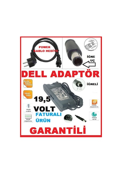 Dell Aa90Pm111 - 19.5V 4.62A 90W Adaptörü Notebook Uyumlu Şarj
