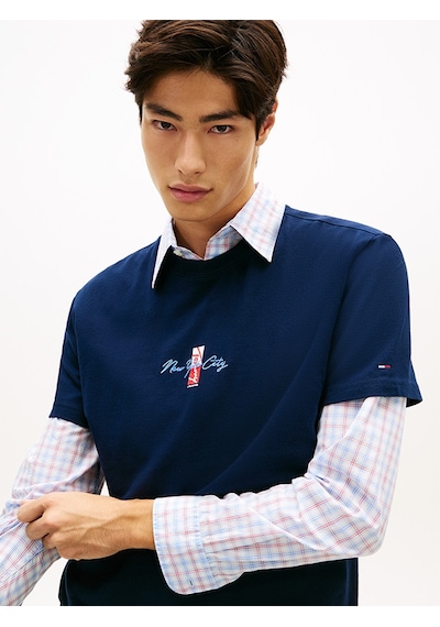 Tommy Hilfiger Tjm Reg Sıgn Block Ss Tee Ext Erkek Mavi T-shirt - Dm0dm22532