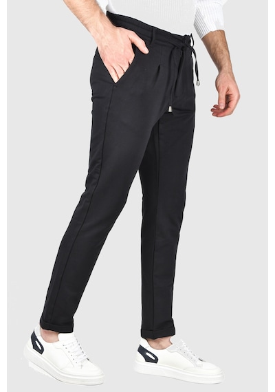 Deepsea Erkek Koyu Lacivert Beli Lastikli Slim Fit Likralı Duble Paça Penye Spor Pantolon 2502385 Koyu Lacivert