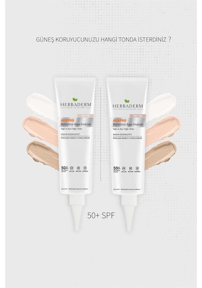 Herbaderm Aknpro Yağlı ve Akneye Meyilli Ciltler İçin Nemlendirici Güneş Kremi SPF50+ Şeffaf 40 ML